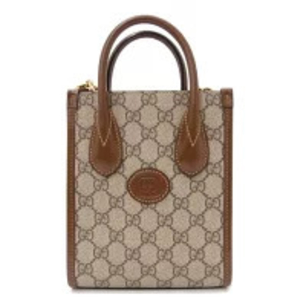 GUCCI GG Supreme Interlocking GG Tote Brown